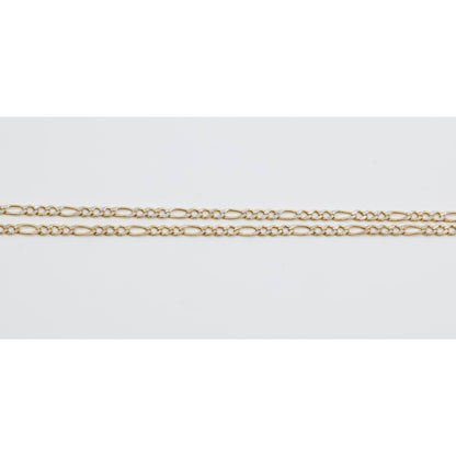 14K Two Tone Gold Diamond Cut Figaro Link Chain Necklace