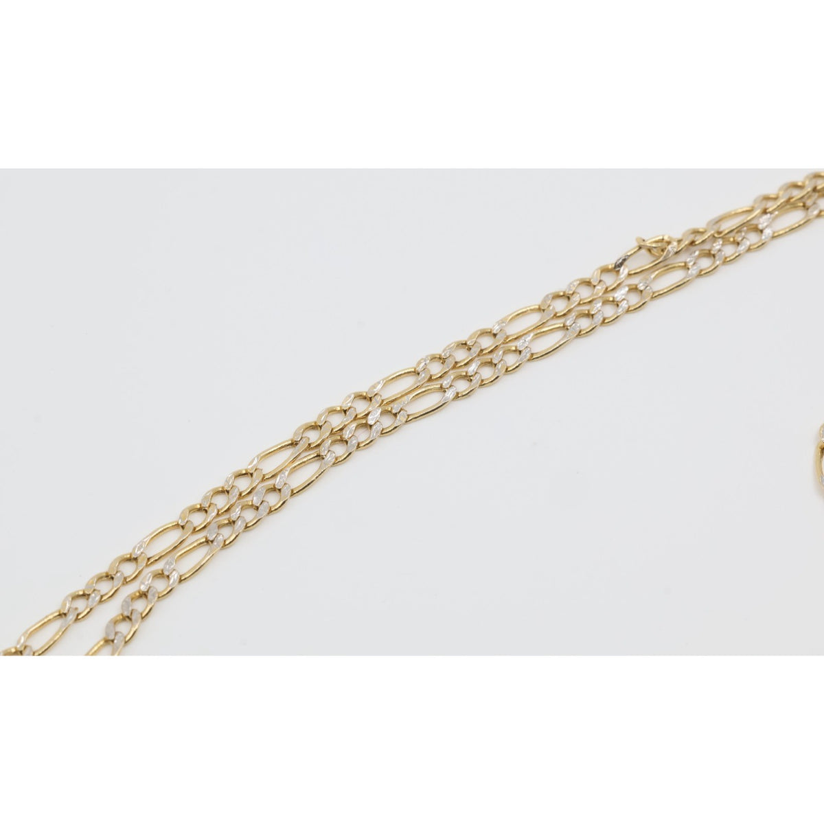 14K Two Tone Gold Diamond Cut Figaro Link Chain Necklace