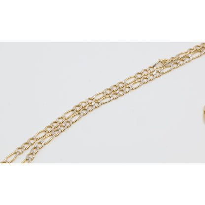 14K Two Tone Gold Diamond Cut Figaro Link Chain Necklace