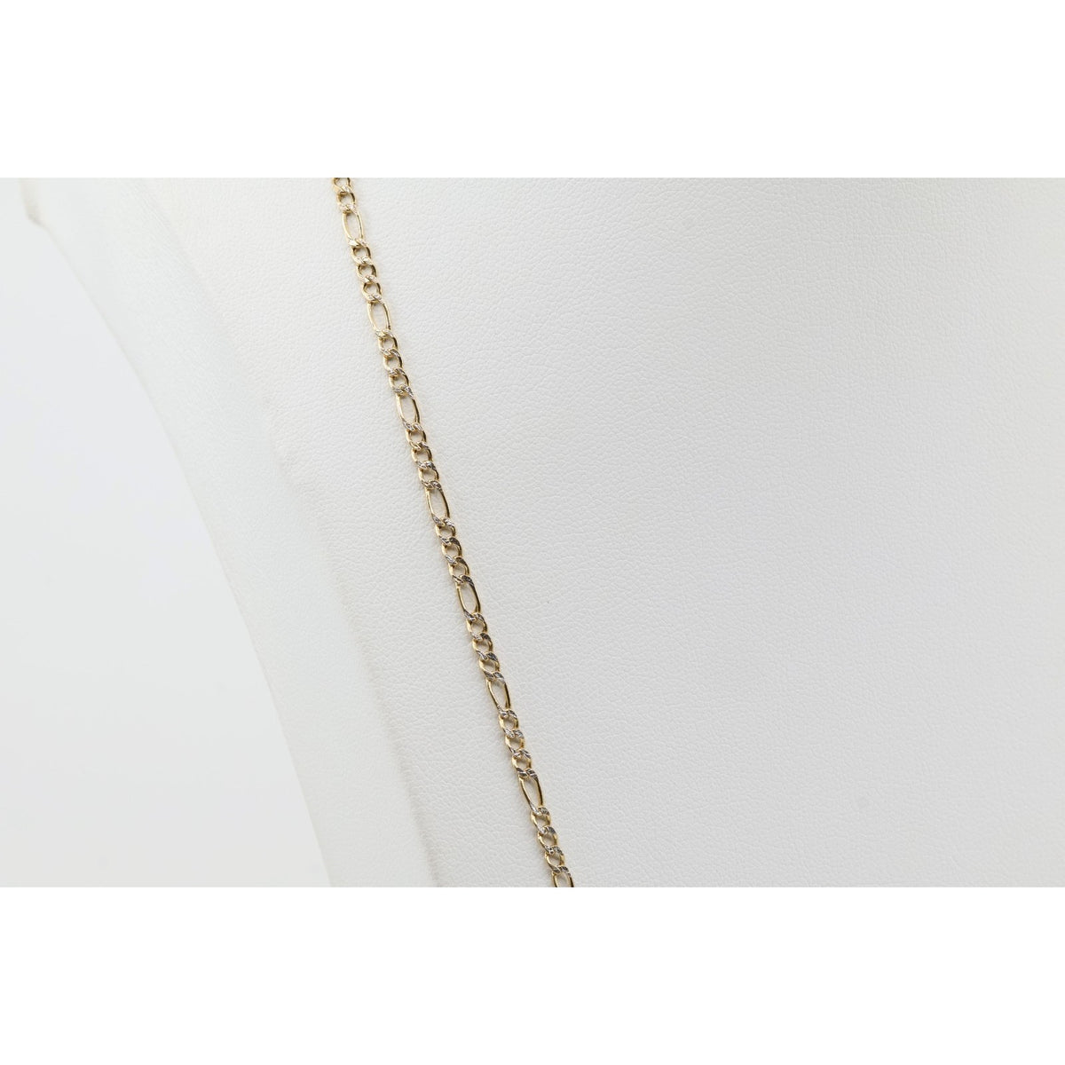 14K Two Tone Gold Diamond Cut Figaro Link Chain Necklace
