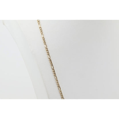14K Two Tone Gold Diamond Cut Figaro Link Chain Necklace
