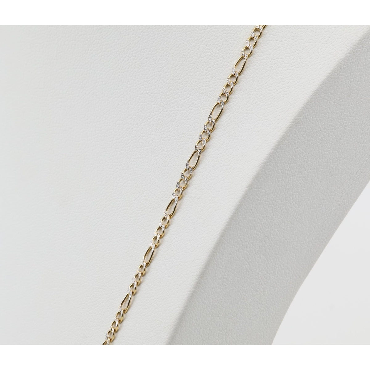 14K Two Tone Gold Diamond Cut Figaro Link Chain Necklace
