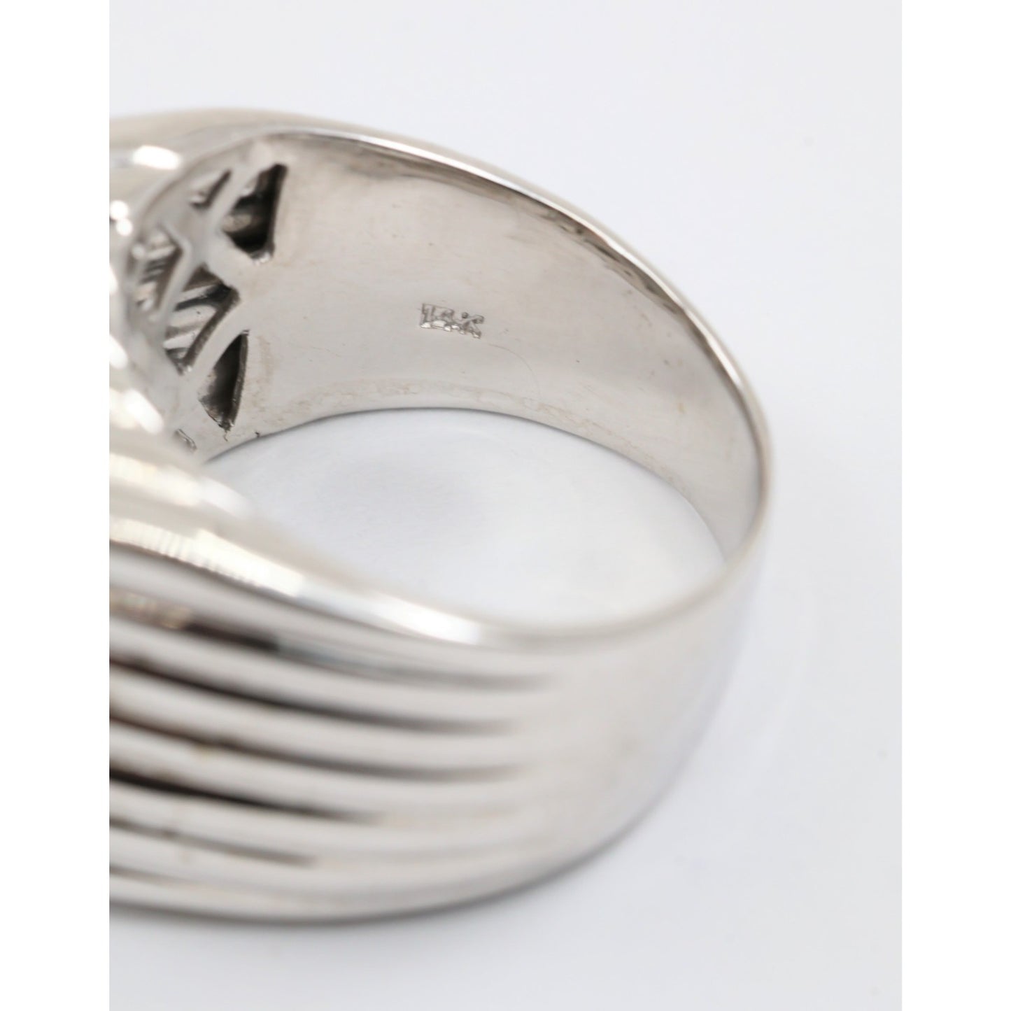 14K White Gold Princess Cut Diamond Cluster Halo Men's Ring