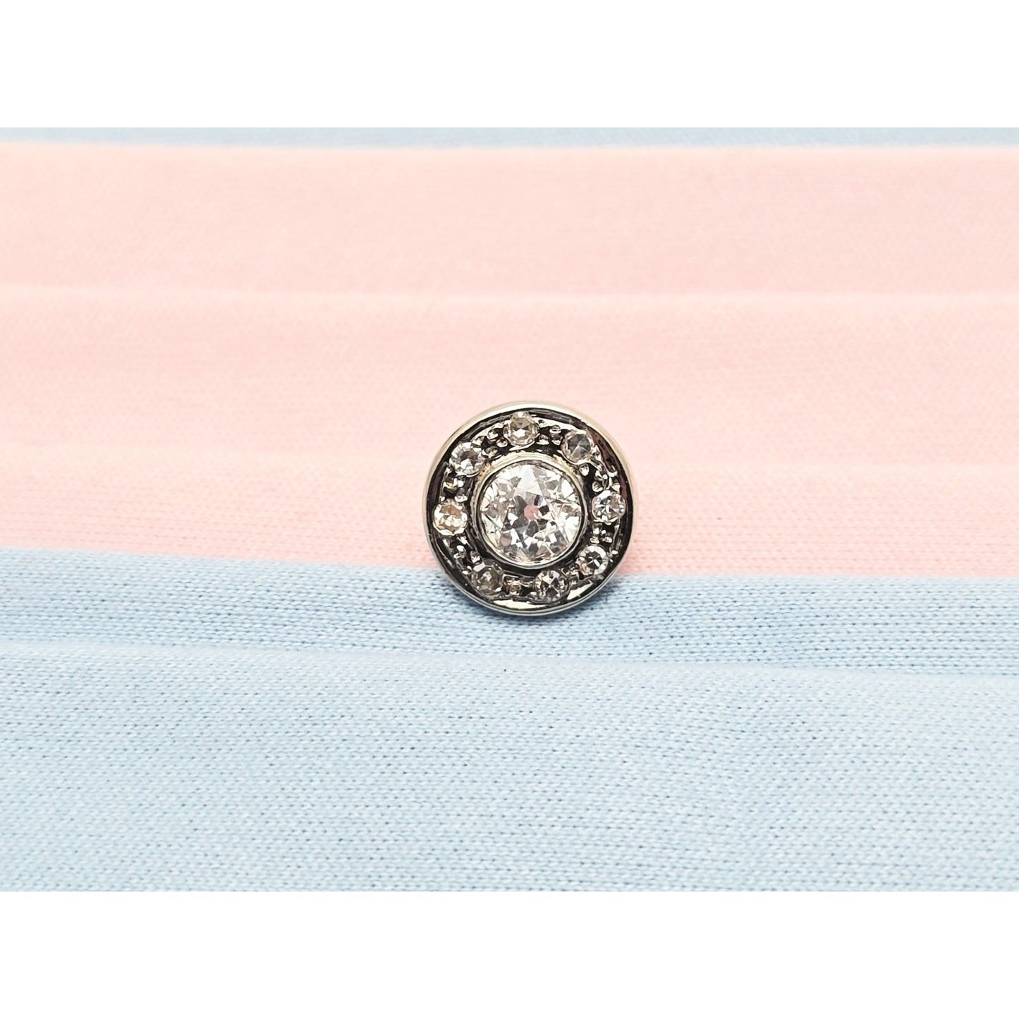 14K White Gold Round Diamond Tie Tack Label Pin