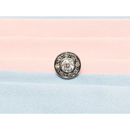 14K White Gold Round Diamond Tie Tack Label Pin