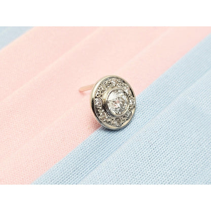 14K White Gold Round Diamond Tie Tack Label Pin