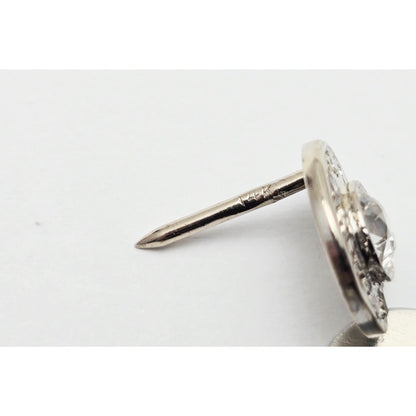 14K White Gold Round Diamond Tie Tack Label Pin
