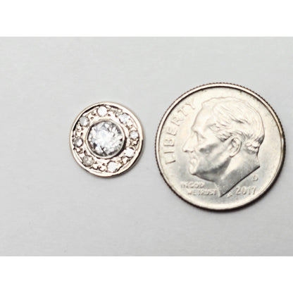 14K White Gold Round Diamond Tie Tack Label Pin