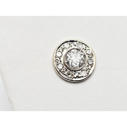 14K White Gold Round Diamond Tie Tack Label Pin