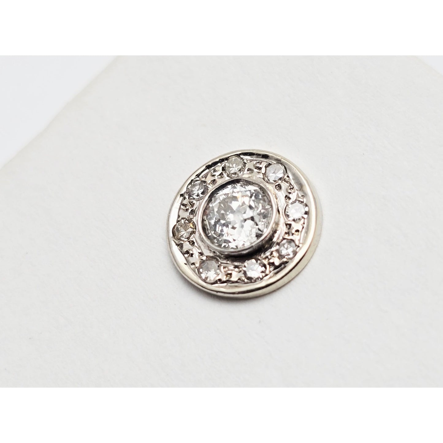 14K White Gold Round Diamond Tie Tack Label Pin