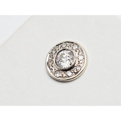 14K White Gold Round Diamond Tie Tack Label Pin