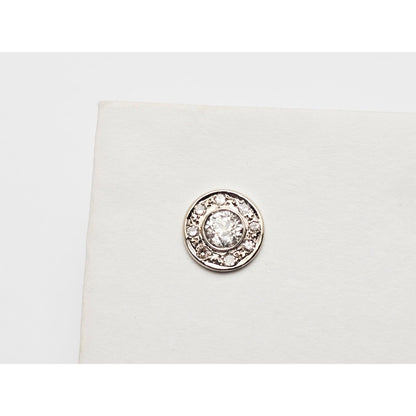 14K White Gold Round Diamond Tie Tack Label Pin