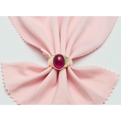 14K Yellow Gold Oval Cabochon Ruby Ring