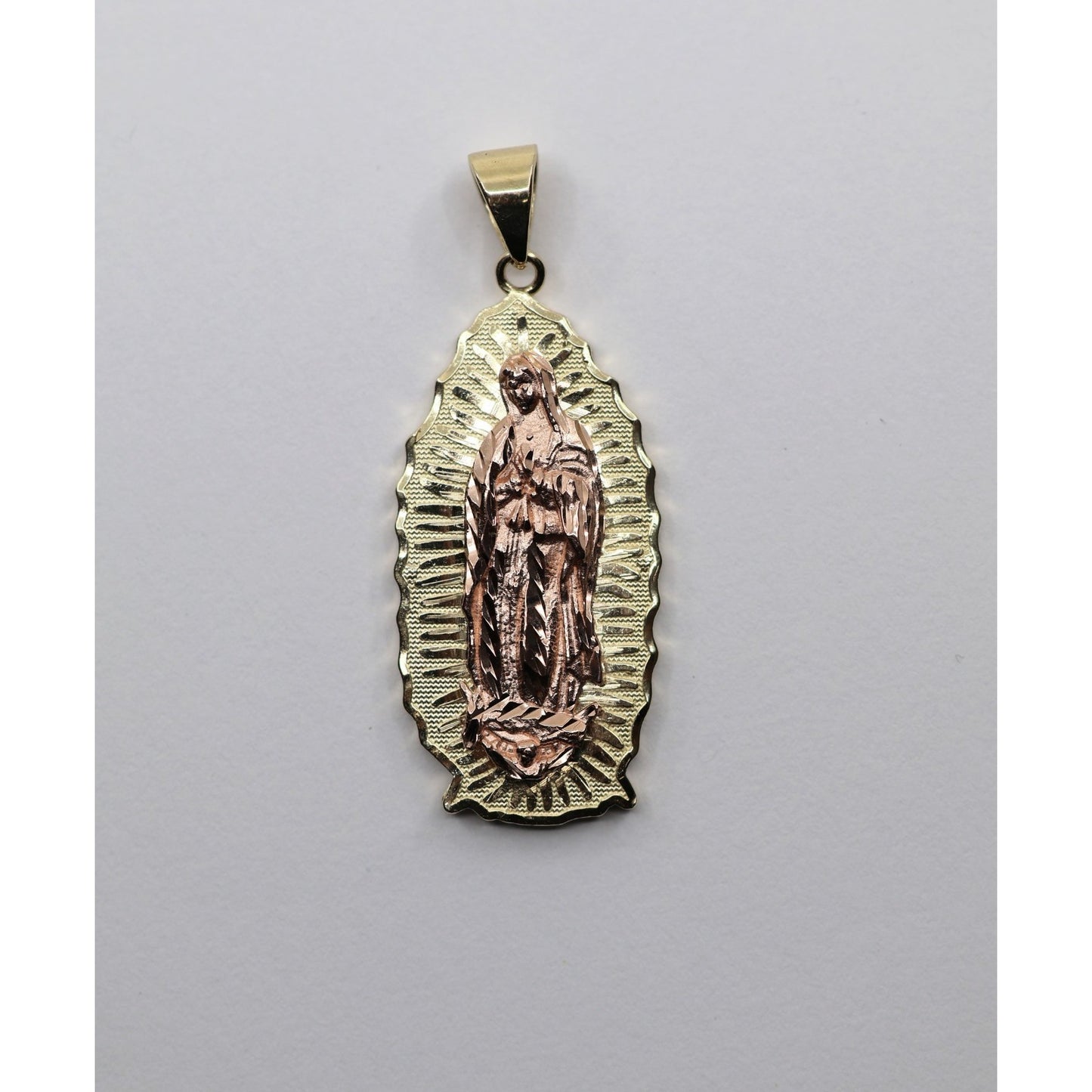 14K Two Tone Gold Saint Mary Charm Pendant