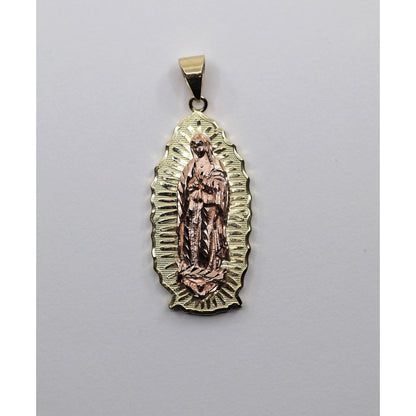 14K Two Tone Gold Saint Mary Charm Pendant