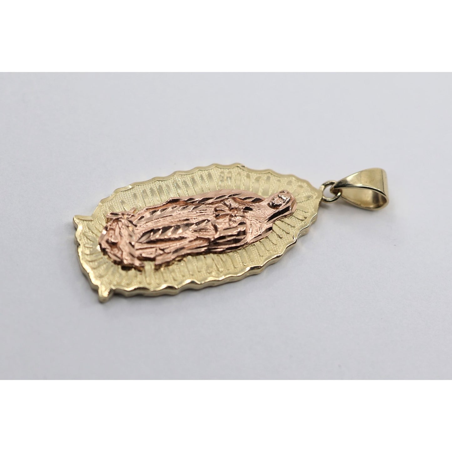 14K Two Tone Gold Saint Mary Charm Pendant