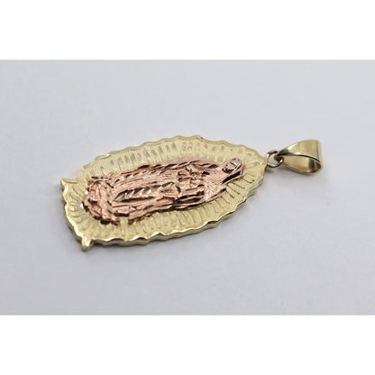 14K Two Tone Gold Saint Mary Charm Pendant