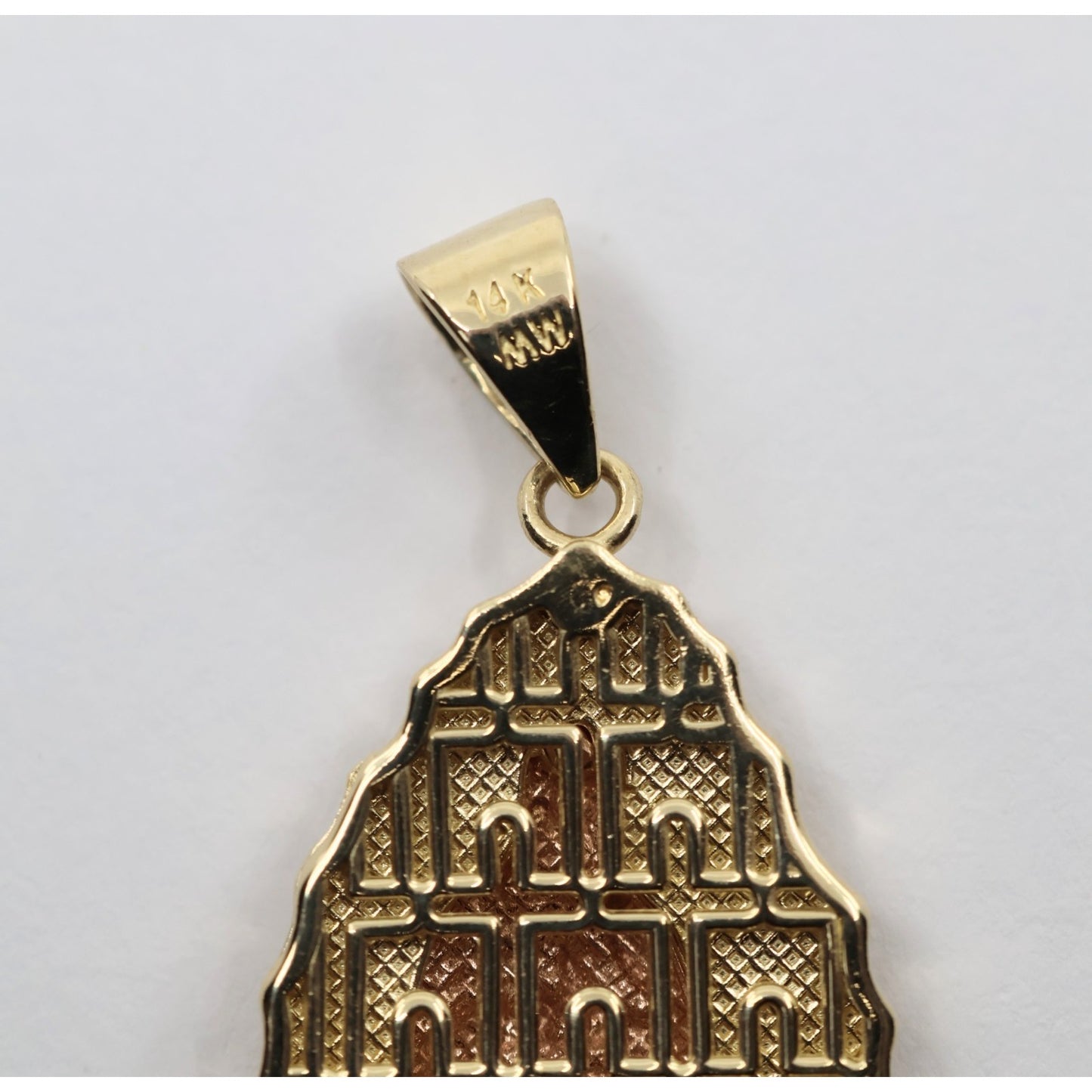 14K Two Tone Gold Saint Mary Charm Pendant