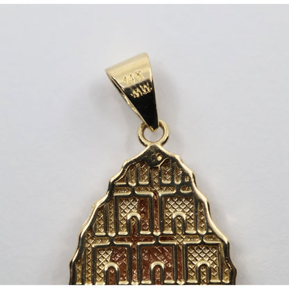 14K Two Tone Gold Saint Mary Charm Pendant