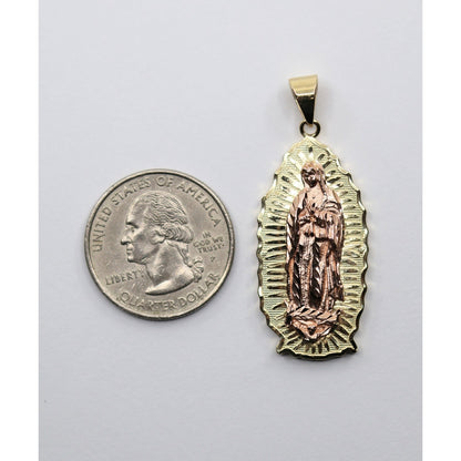 14K Two Tone Gold Saint Mary Charm Pendant