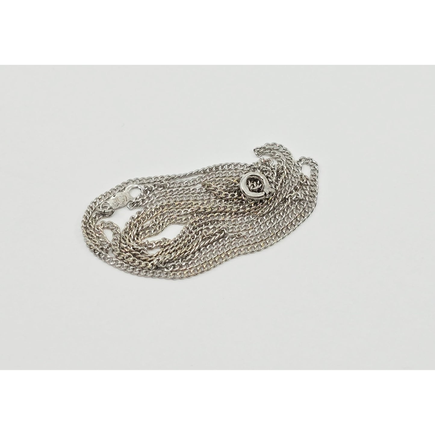 Thin 14K White Gold Cuban Link Chain Necklace