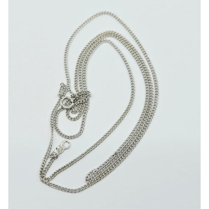 Thin 14K White Gold Cuban Link Chain Necklace