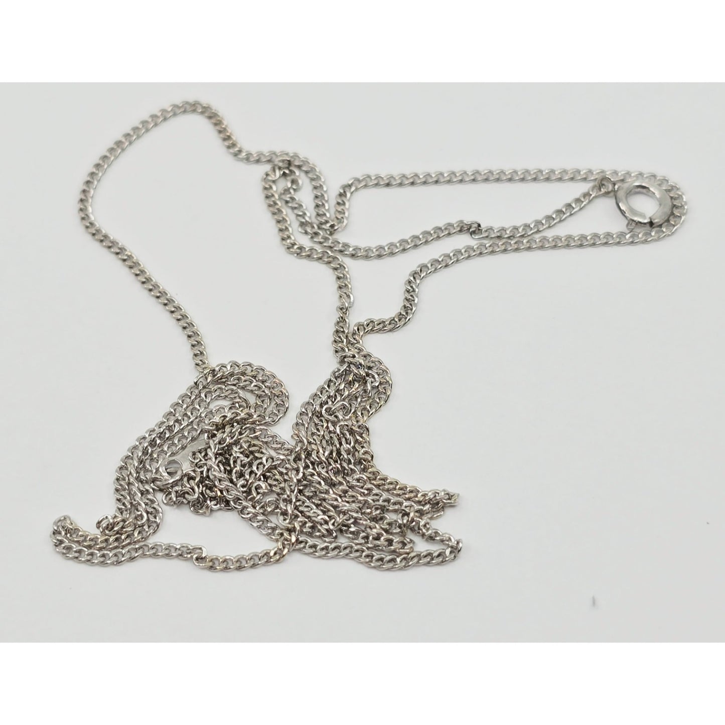Thin 14K White Gold Cuban Link Chain Necklace