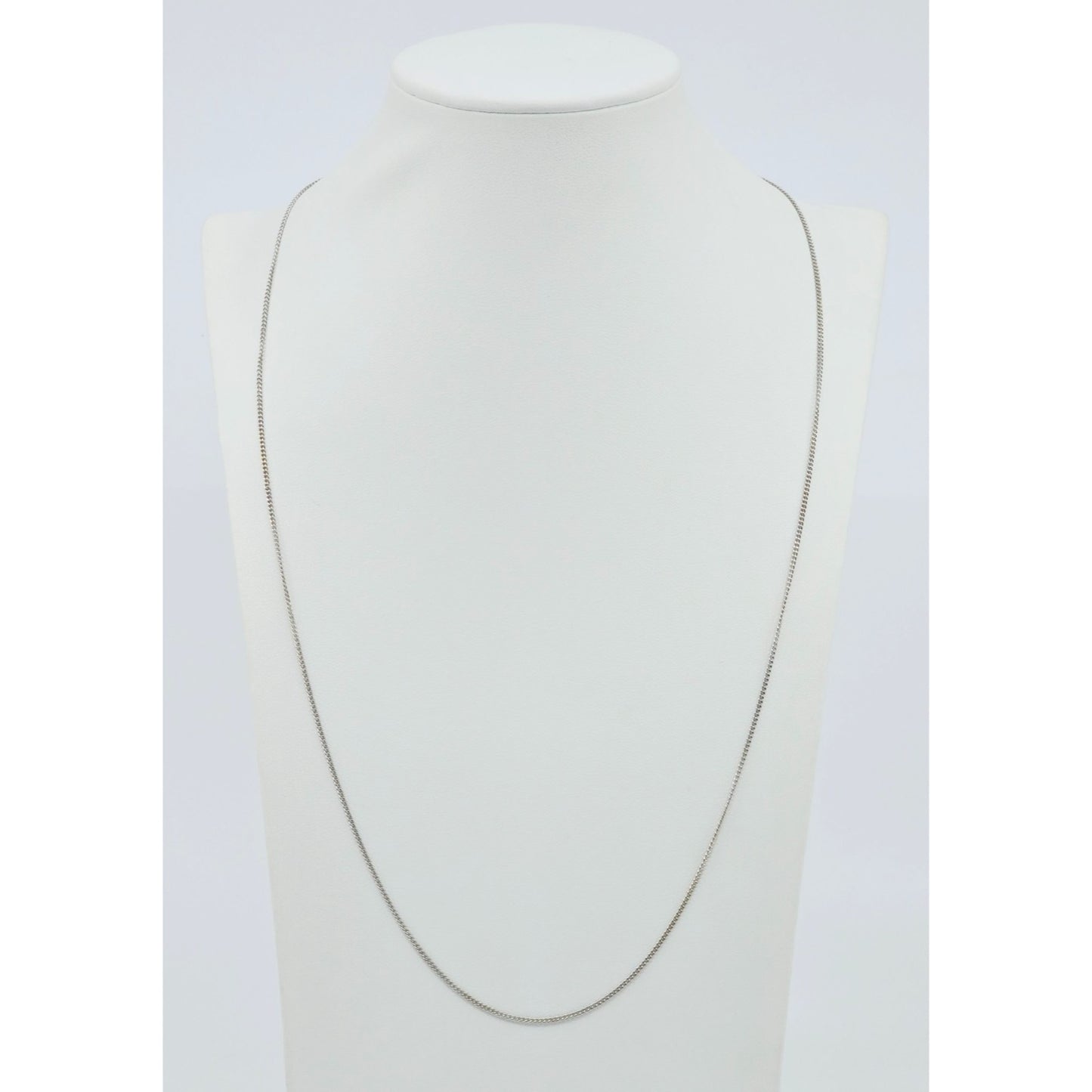 Thin 14K White Gold Cuban Link Chain Necklace