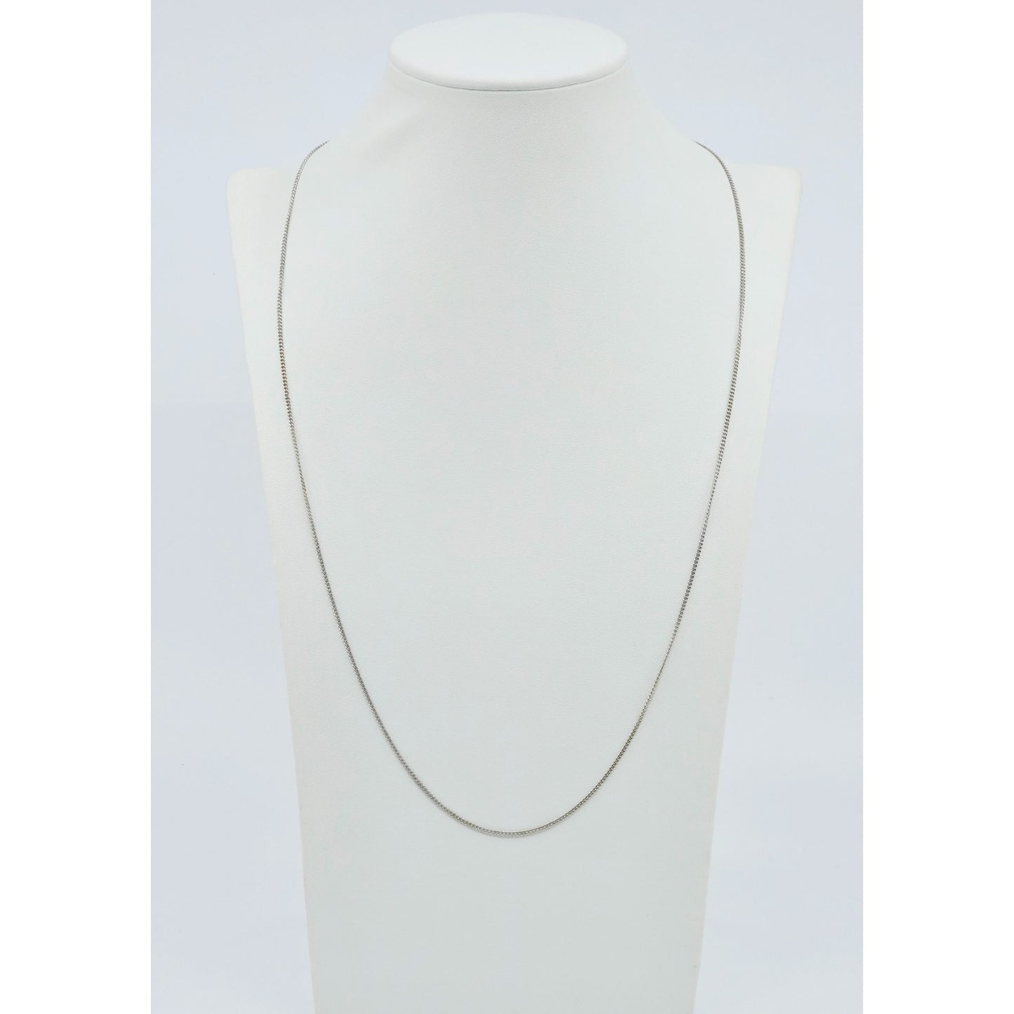Thin 14K White Gold Cuban Link Chain Necklace