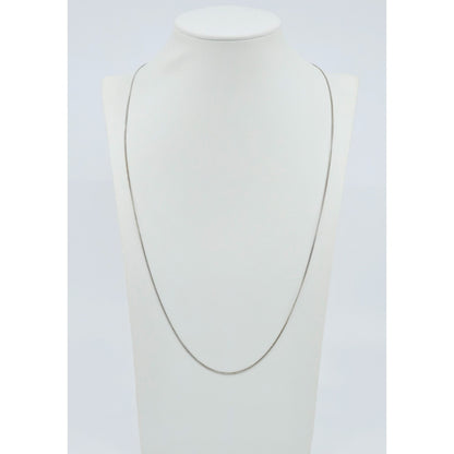 Thin 14K White Gold Cuban Link Chain Necklace