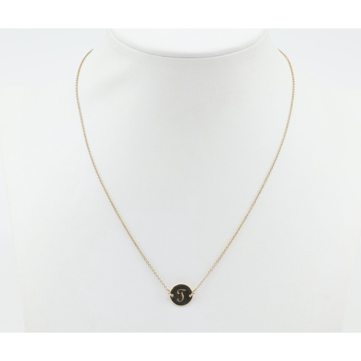 10K Yellow Gold Initial Letter "J" Charm Pendant Cable Link Chain Necklace