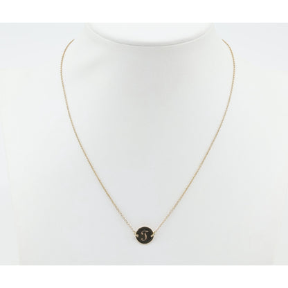 10K Yellow Gold Initial Letter "J" Charm Pendant Cable Link Chain Necklace