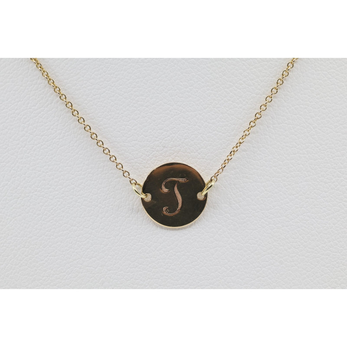 10K Yellow Gold Initial Letter "J" Charm Pendant Cable Link Chain Necklace