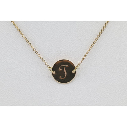 10K Yellow Gold Initial Letter "J" Charm Pendant Cable Link Chain Necklace