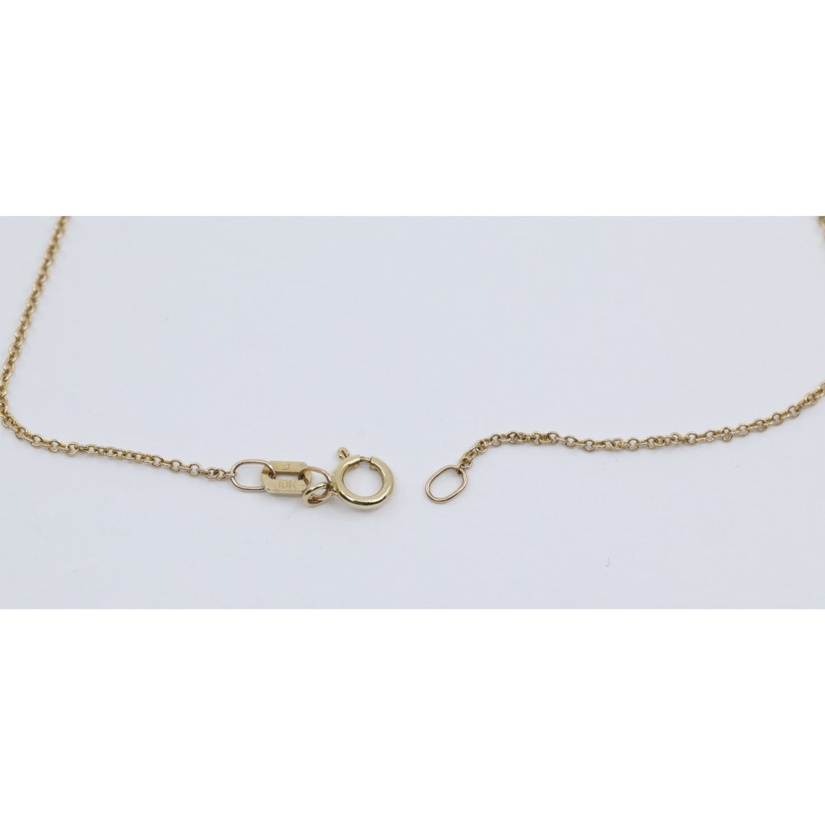 10K Yellow Gold Initial Letter "J" Charm Pendant Cable Link Chain Necklace