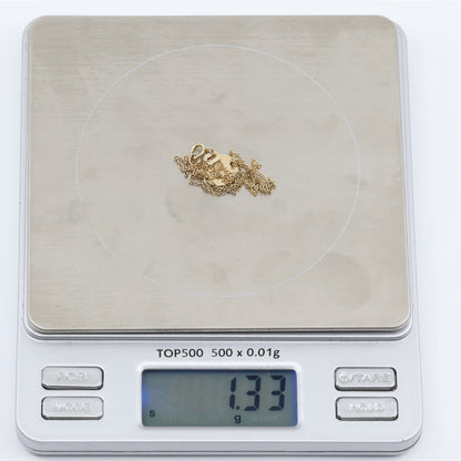 10K Yellow Gold Initial Letter "J" Charm Pendant Cable Link Chain Necklace