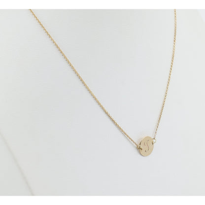 10K Yellow Gold Initial Letter "J" Charm Pendant Cable Link Chain Necklace