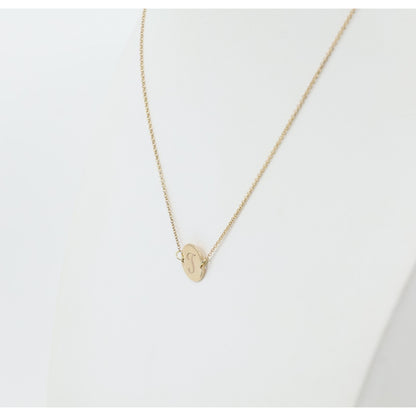 10K Yellow Gold Initial Letter "J" Charm Pendant Cable Link Chain Necklace