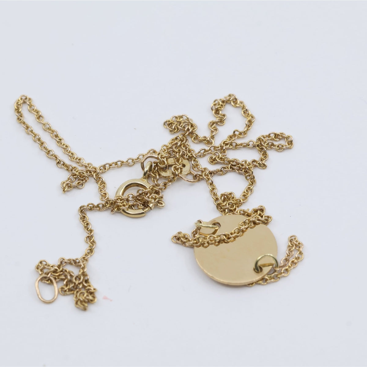 10K Yellow Gold Initial Letter "J" Charm Pendant Cable Link Chain Necklace
