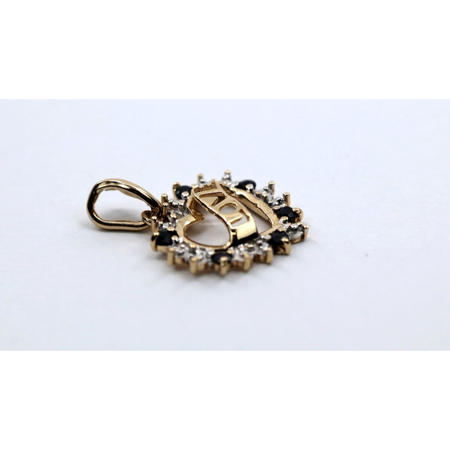 10K Yellow Gold Love Heart Sapphire Charm Pendant