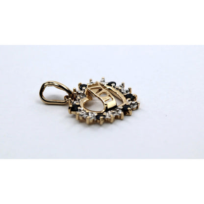 10K Yellow Gold Love Heart Sapphire Charm Pendant