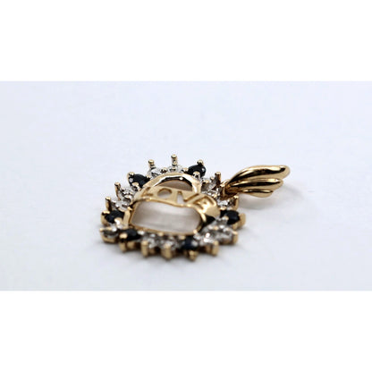 10K Yellow Gold Love Heart Sapphire Charm Pendant