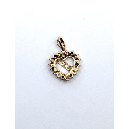 10K Yellow Gold Love Heart Sapphire Charm Pendant