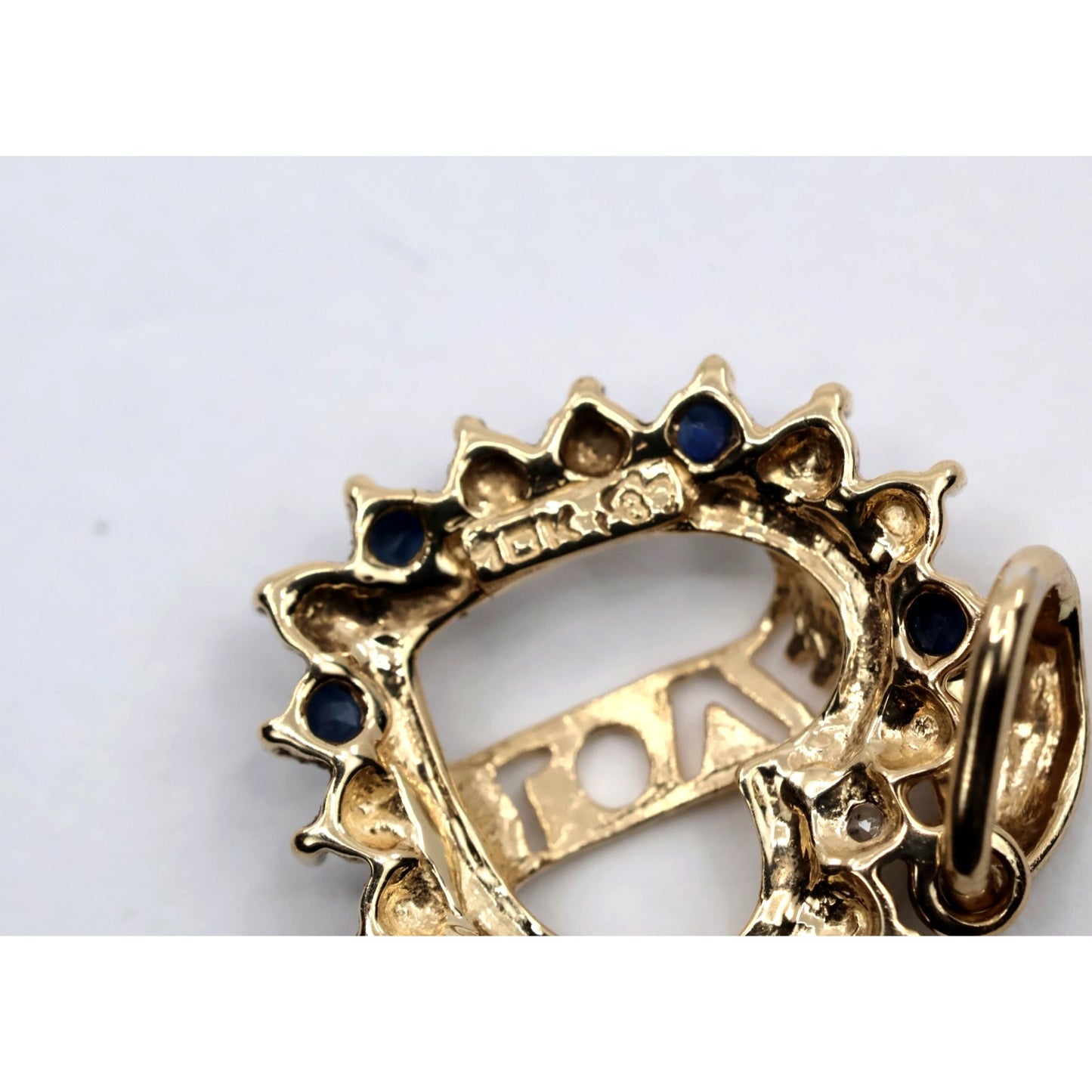 10K Yellow Gold Love Heart Sapphire Charm Pendant