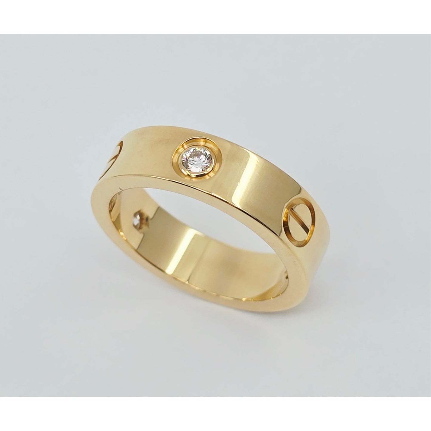 Cartier LOVE Ring Classic Model 3 Diamonds 18K Yellow Gold