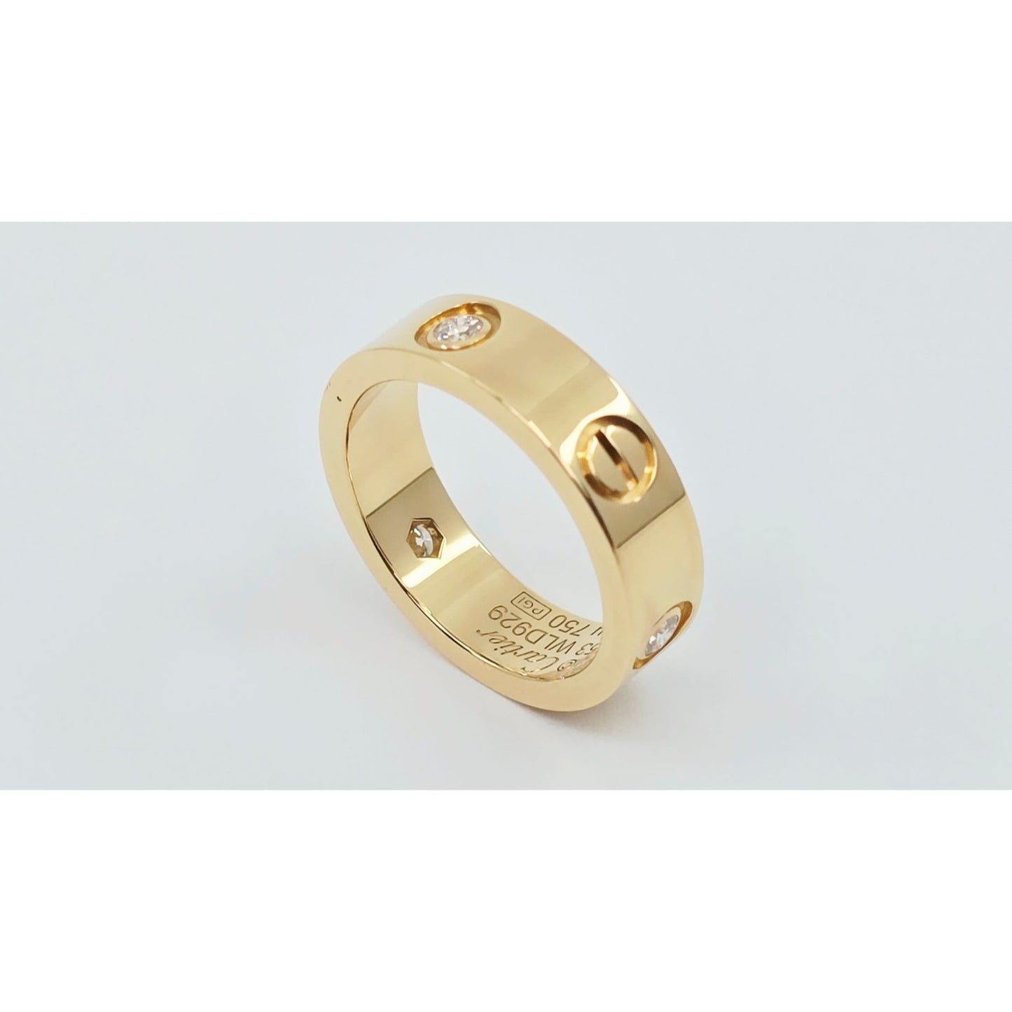 Cartier LOVE Ring Classic Model 3 Diamonds 18K Yellow Gold
