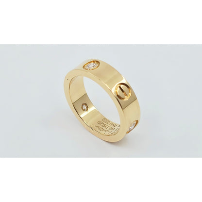 Cartier LOVE Ring Classic Model 3 Diamonds 18K Yellow Gold