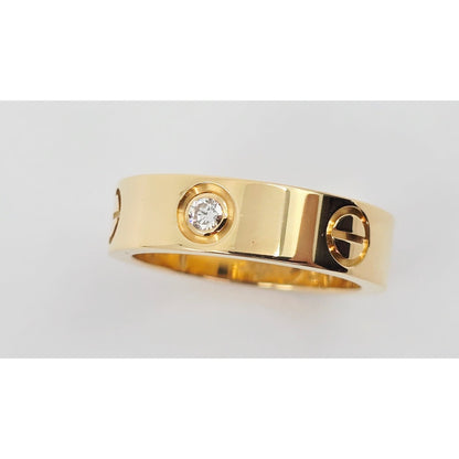 Cartier LOVE Ring Classic Model 3 Diamonds 18K Yellow Gold