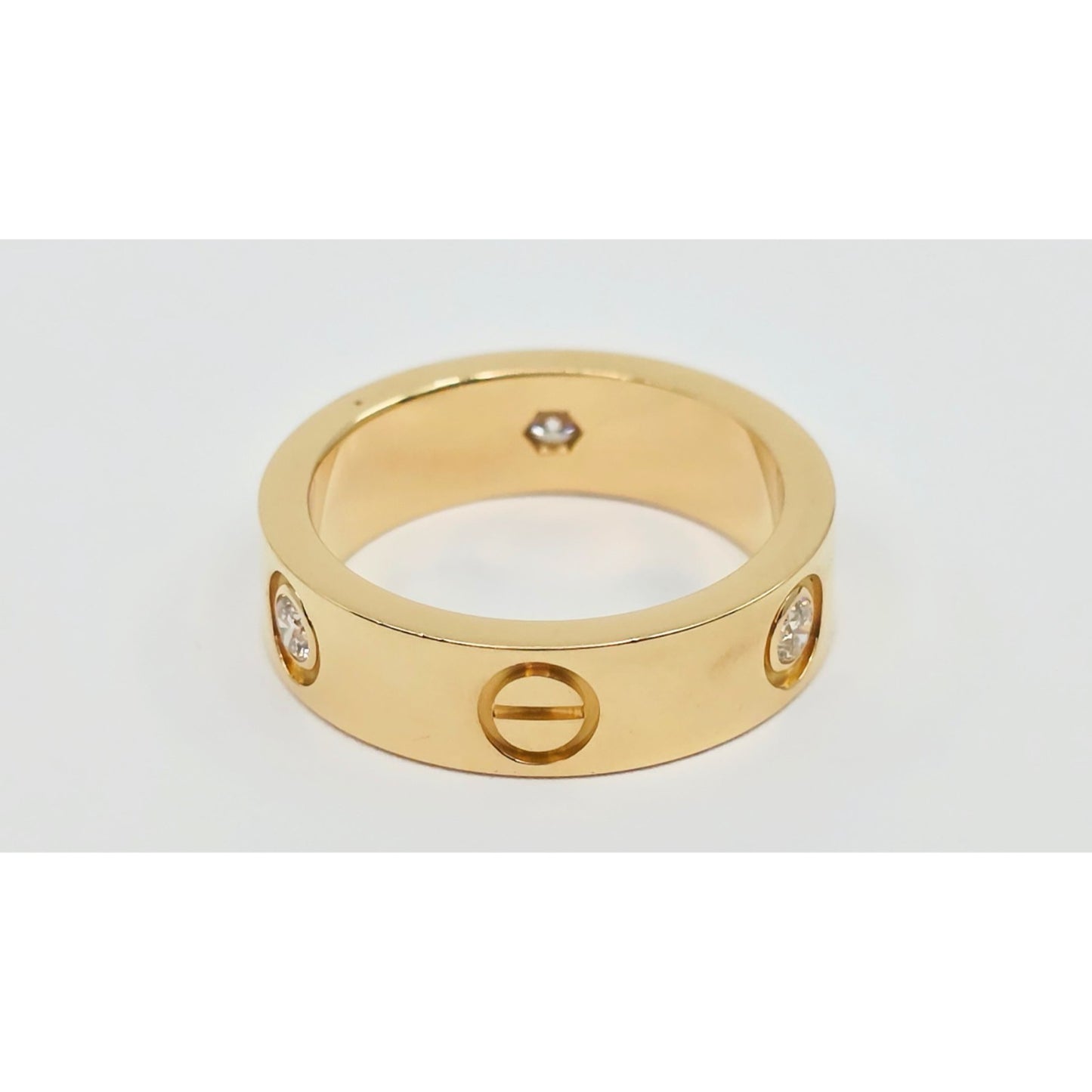 Cartier LOVE Ring Classic Model 3 Diamonds 18K Yellow Gold