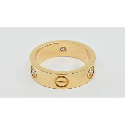 Cartier LOVE Ring Classic Model 3 Diamonds 18K Yellow Gold